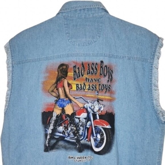 V Twin Vest Graphic Denim Button Front Vest Bike Week Sturgis 2005 - Picture 2 of 6